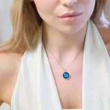 stainless steel pendant detail on luna pendant necklace new moon, close-up