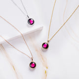 pink moon sky light necklace in stainless steel