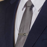 moon & crystal tie bar in stainless steel